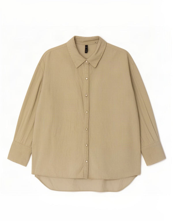 Zara Dame Trafaluc Oversized Corduroy skjorte UK 14 Medium Beige Bomuld
