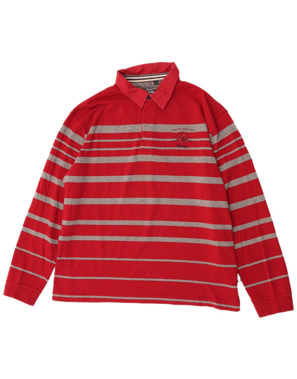 Hajo Langærmet Polo Shirt til mænd IT 56 2XL Rødstribet bomuld