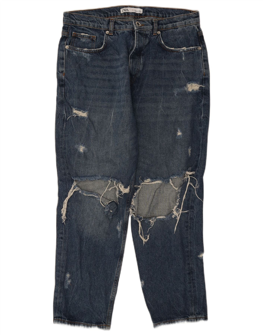 Zara Herre Distressed Cropped Jeans EU 40 Medium W31 L26 Blå