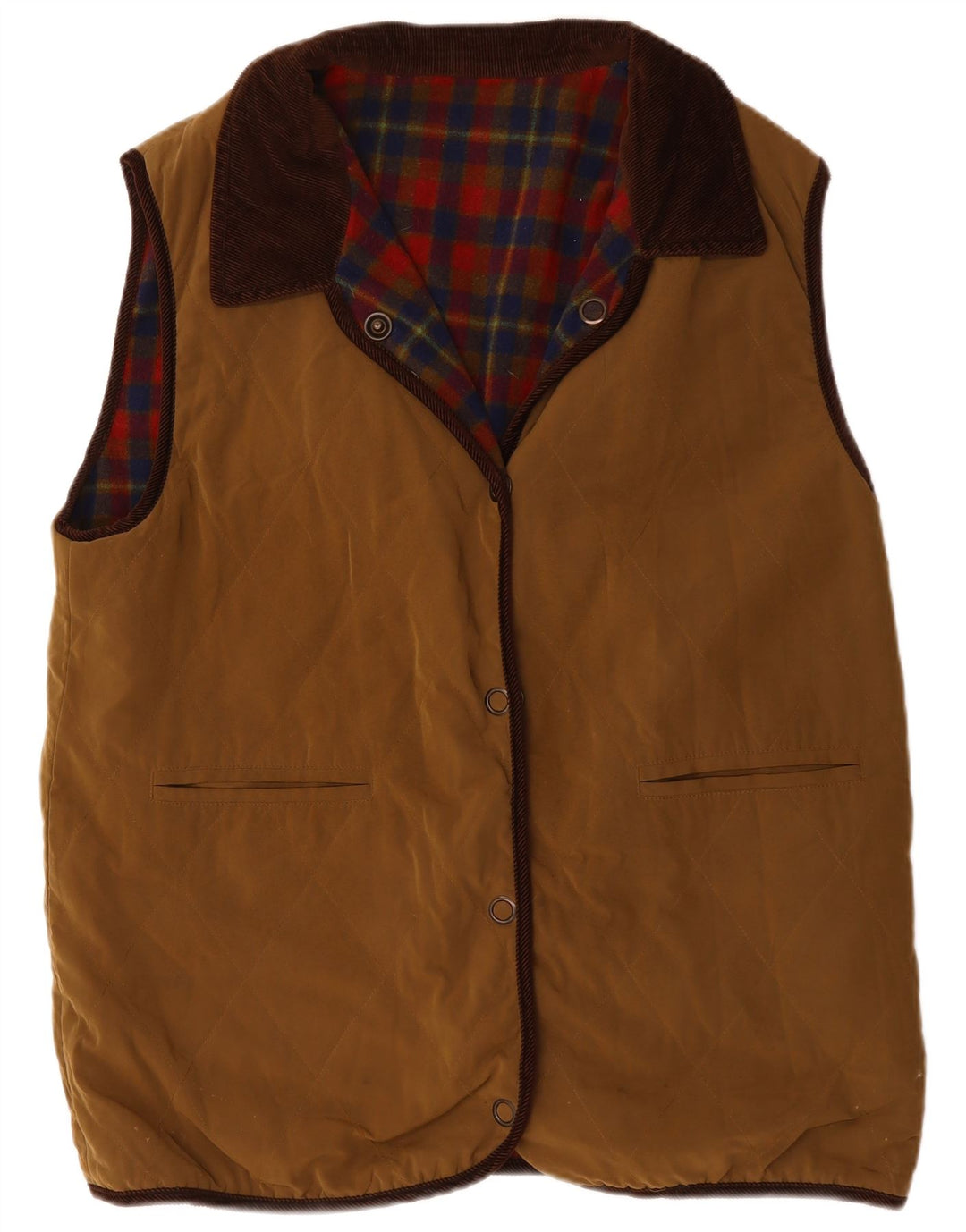 Ulla Popken Womens Reversible Gilet UK 20 2XL Brun Uld