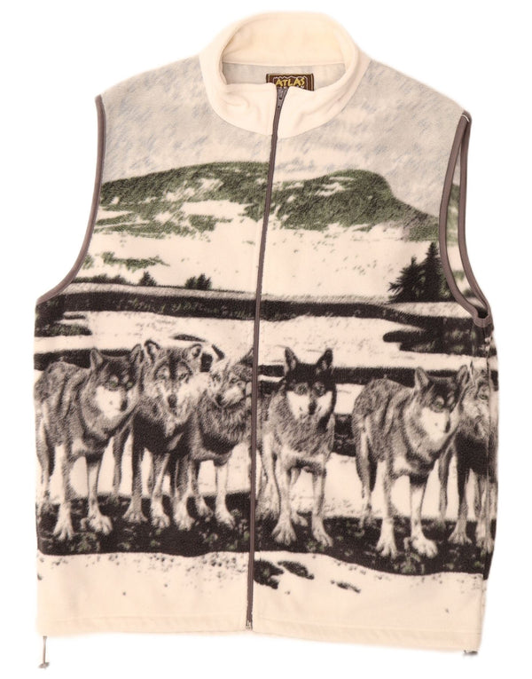 Atlas For Mænd Herre Grafisk Fleece Gilet UK 44 2XL Off White Polyester