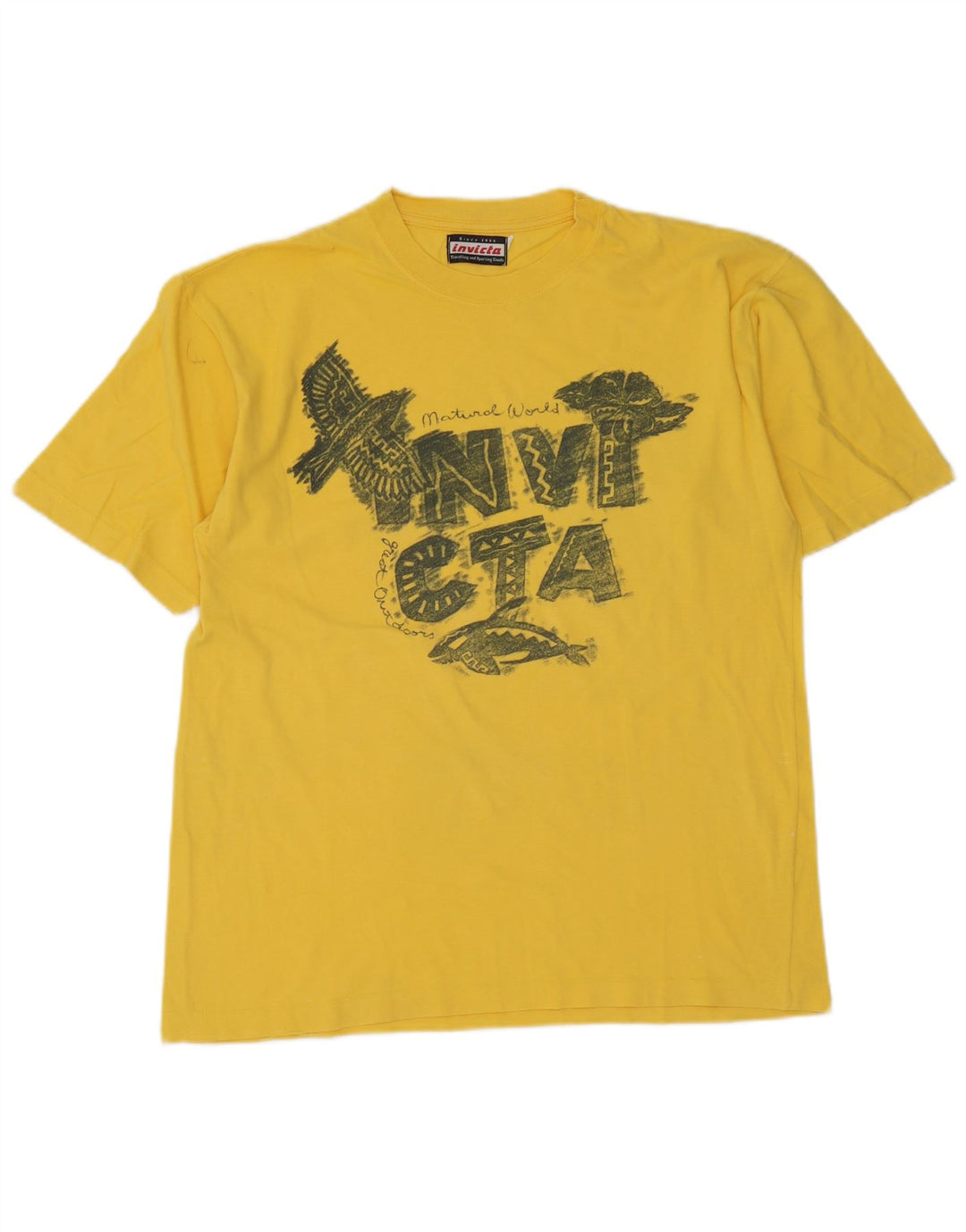 Invicta Herre grafisk T-shirt top lille gul bomuld