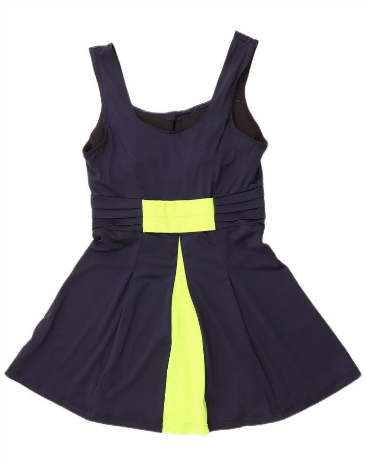 NIKE Dame Dri Fit Badetøj UK 12 Medium Navy Blue Colourblock Polyester