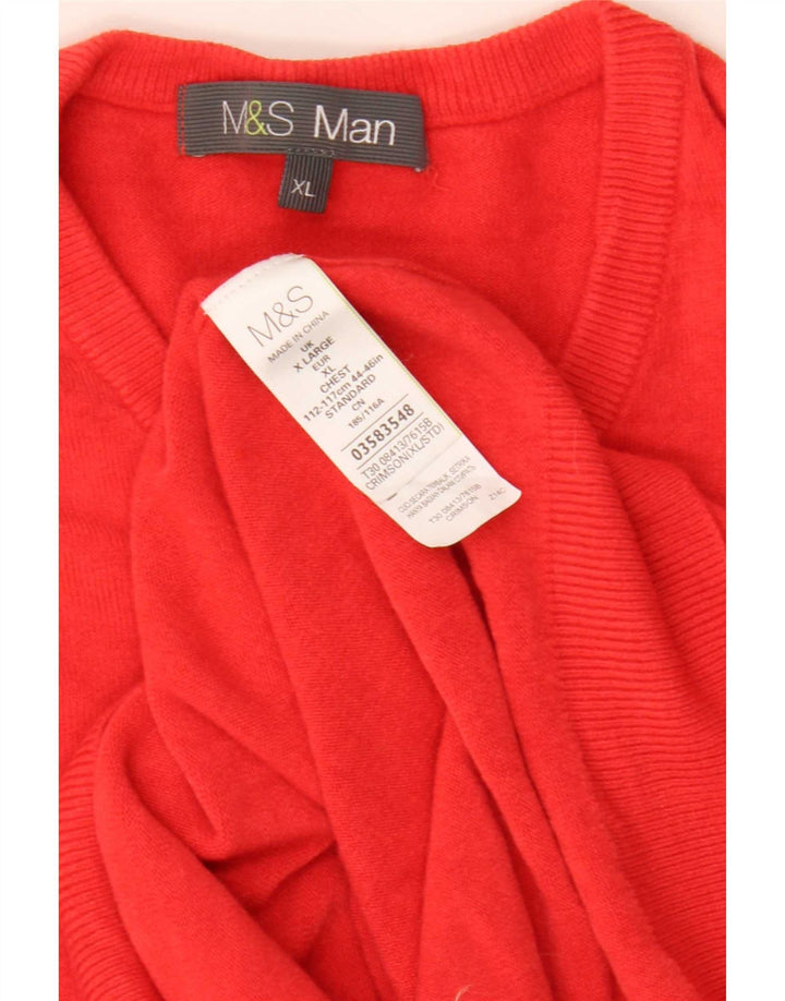 Marks & Spencer Herre V-hals sweater XL Rød Akryl