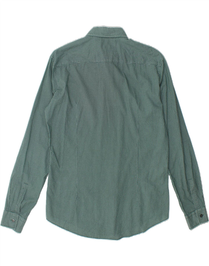 HUGO BOSS Mens Slim Fit Shirt Medium Green Spotted Cotton Vintage Hugo Boss and Second-Hand Hugo Boss from Messina Hembry 