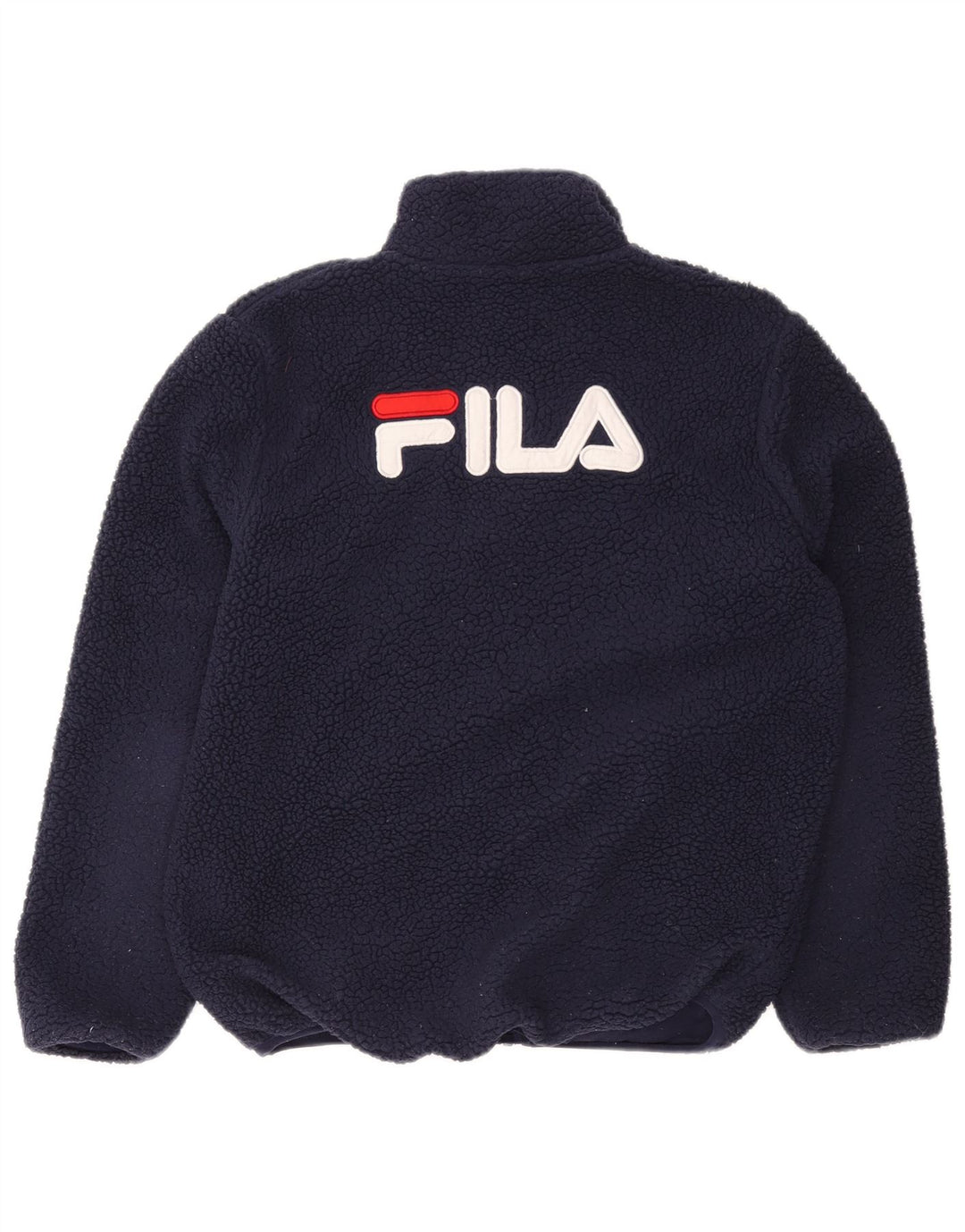 FILA Oversized grafisk fleecejakke til kvinder UK 6 XS Marineblå polyester