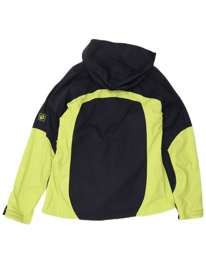 Jack Wolfskin Dame Windbreaker Jacket UK 16 Large Navy Blue Colourblock