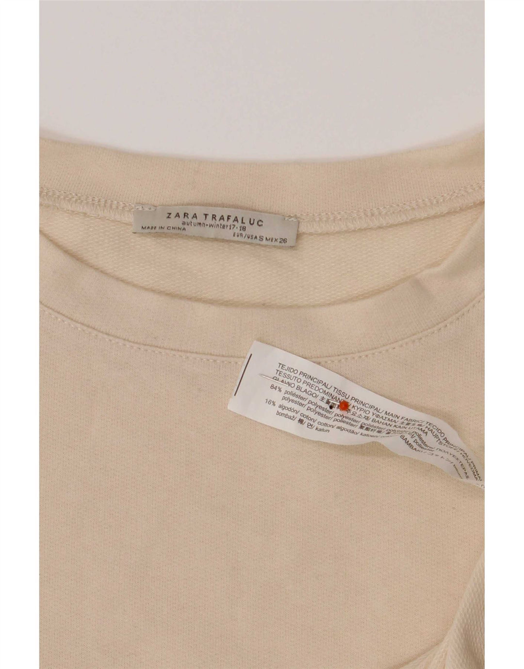 Zara Dame Oversized Top Langærmet UK 10 Small Beige Colourblock
