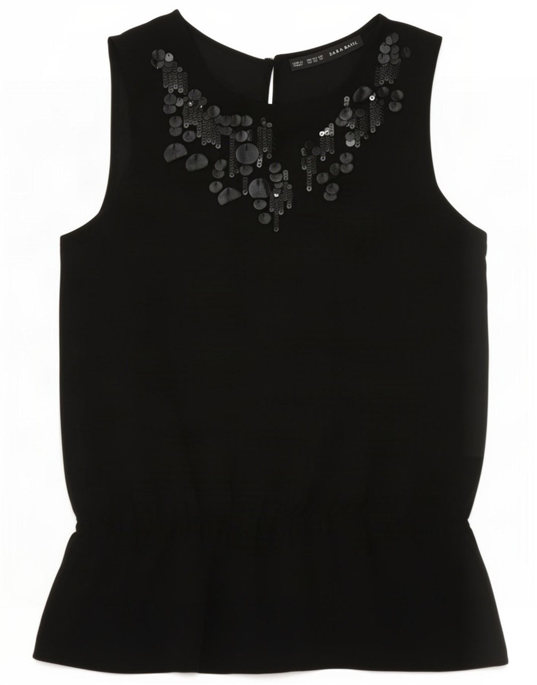 Zara Dame ærmeløs bluse Top UK 6 XS Sort Polyester