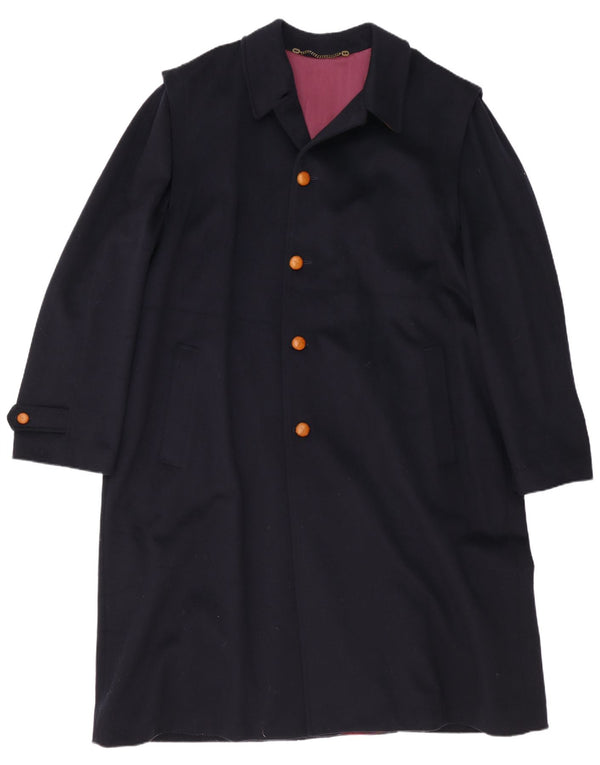 Vintage Herre Overfrakke UK 44 2XL Navy Blue