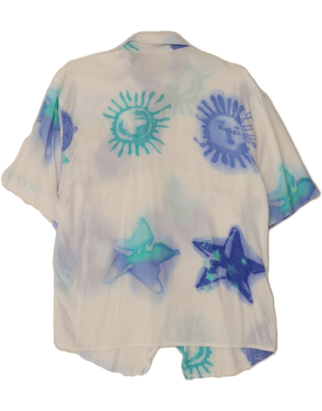 VINTAGE Womens Abstract Pattern Short Sleeve Shirt EU 38 Medium White Vintage Vintage and Second-Hand Vintage from Messina Hembry 