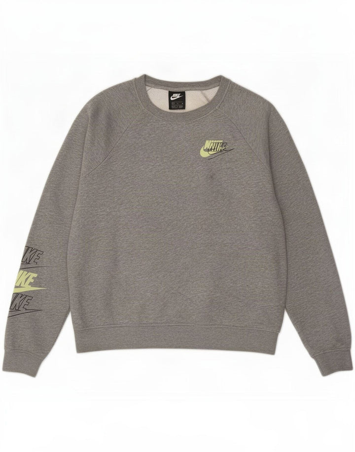 Nike Womens Graphic Oversized Sweatshirt Jumper UK 14 Medium Grey Bomuld