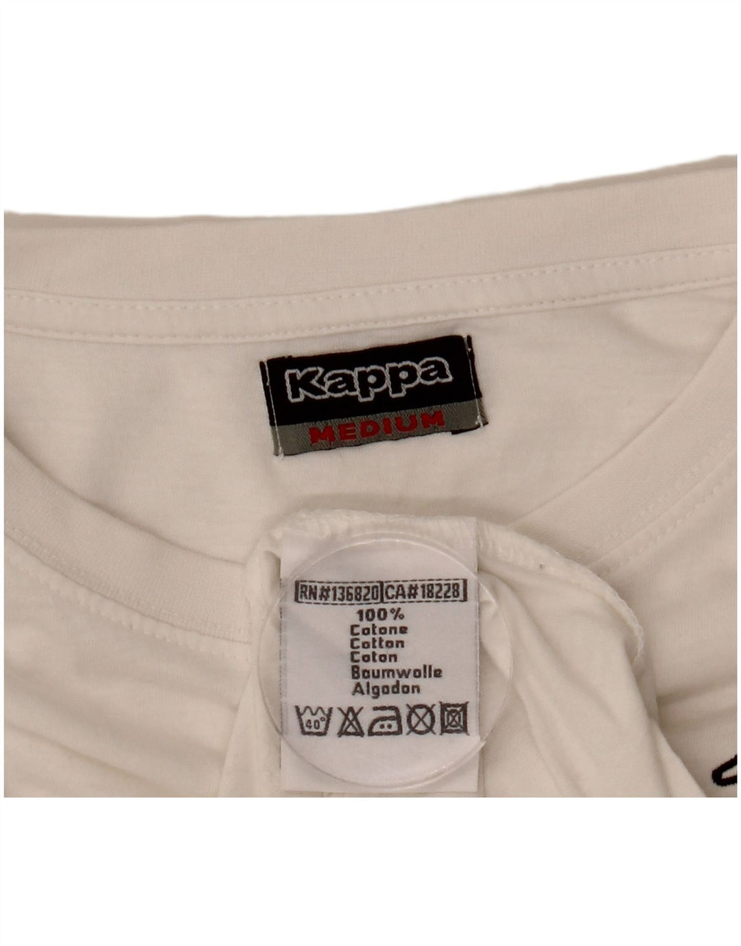 Kappa Herre T-Shirt Top Medium Hvid Bomuld