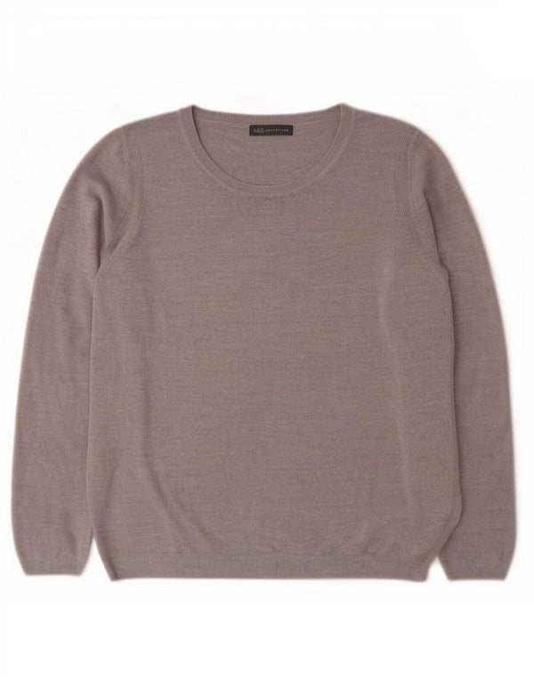 Marks & Spencer Dame Boat Neck Jumper Sweater UK 18 XL Grå Akryl