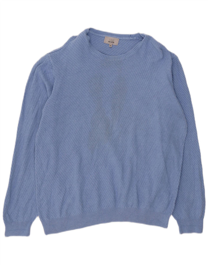 Marks & Spencer Herre Boat Neck Jumper Sweater XL Blå Bomuld