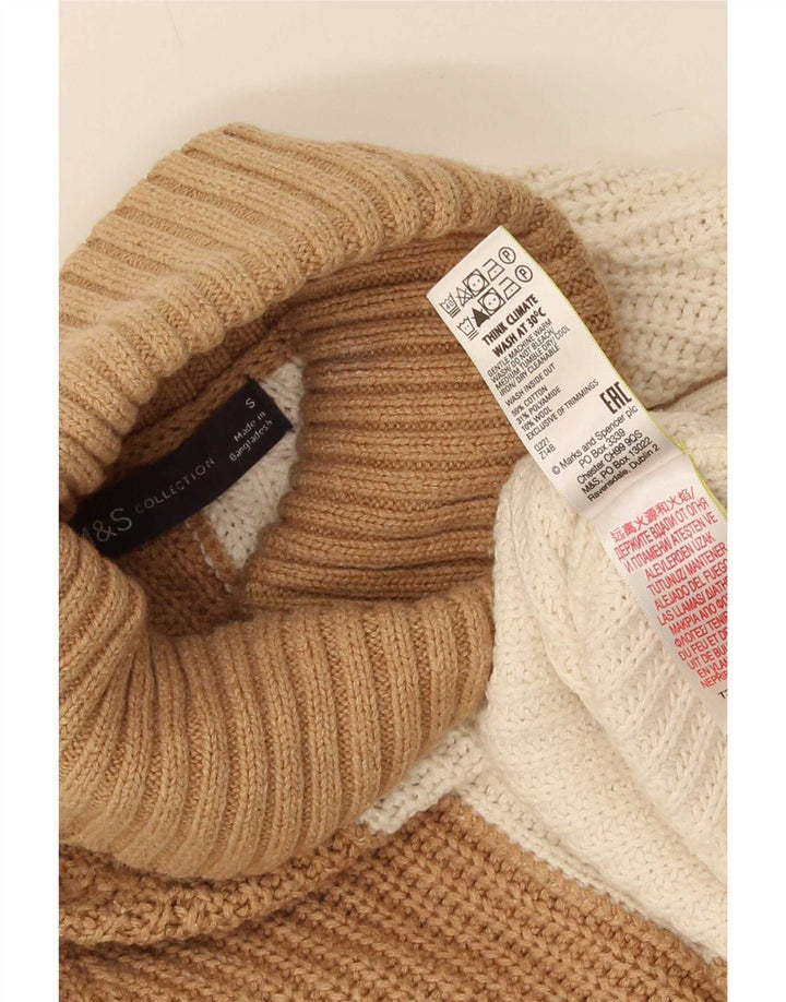 Marks & Spencer Dame Rullehals Sweater UK 10 Small Beige