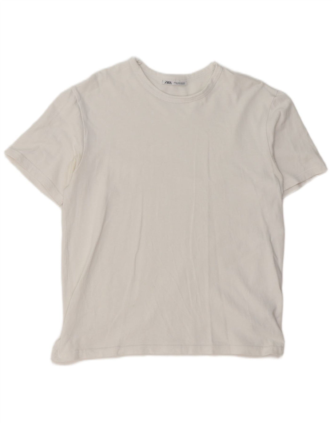 ZARA Herre T-Shirt Top Medium Hvid Bomuld