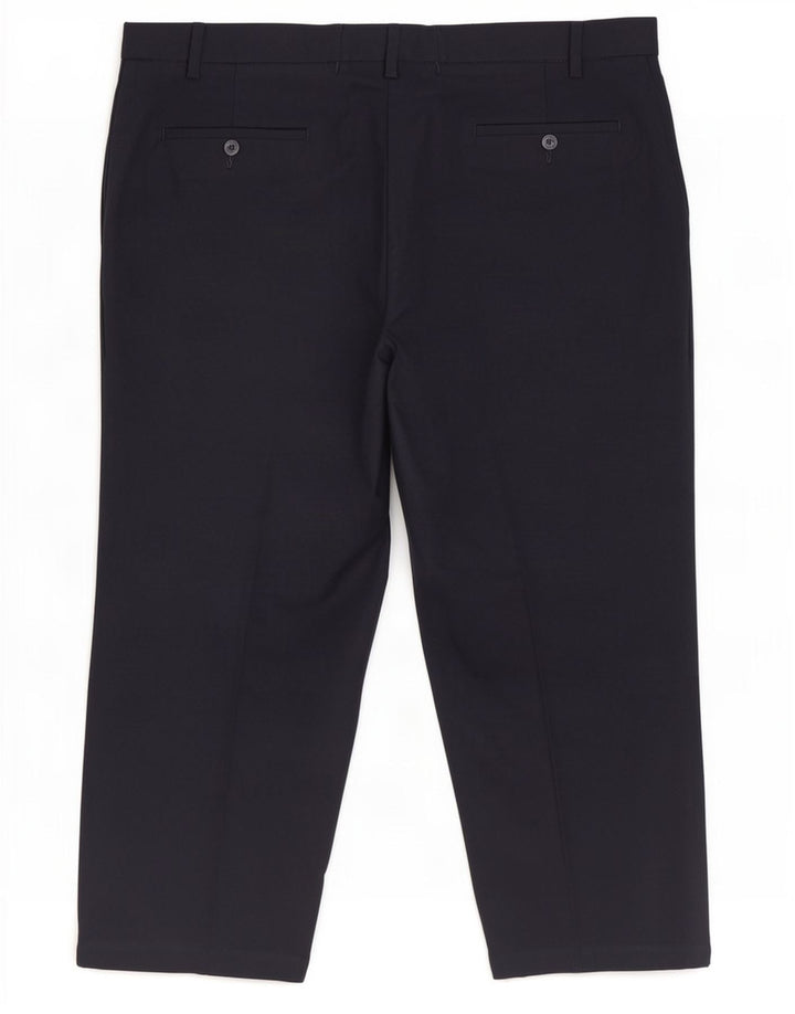 Marks & Spencer Herre Regular Cropped Trousers W44 L26 Navy Blue Polyester
