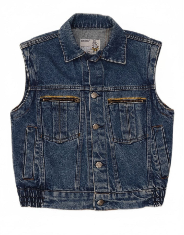 POP 84 Dame Crop Denim Gilet UK 2 2XS Blå