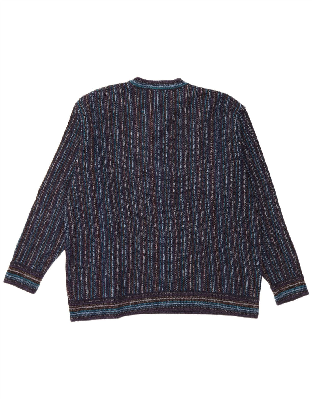 NANI BON Herre V-hals sweater IT 54 XL Marineblå stribet akryl