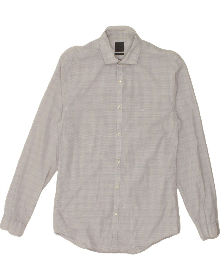 CALVIN KLEIN Mens Shirt Size 38 Medium Grey Check Cotton Vintage Calvin Klein and Second-Hand Calvin Klein from Messina Hembry 