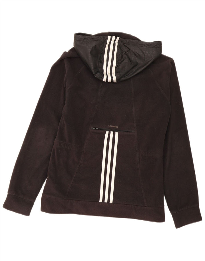 Adidas Dame Hætte Fleecejakke UK 14 Medium Sort Polyester