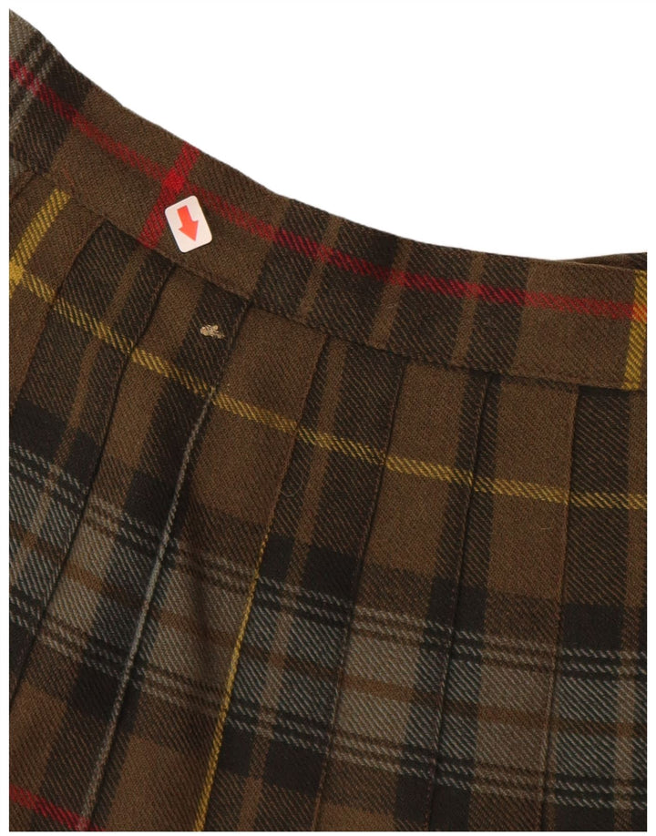 VINTAGE Kvinder slå-om nederdel W28 Medium Khaki Plaid