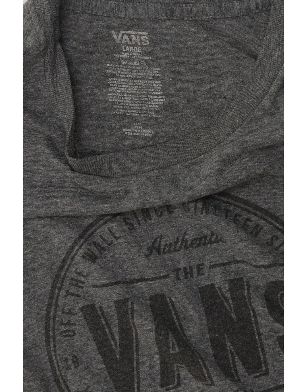 Vans Herre Grafisk T-Shirt Top Stor Grå Bomuld