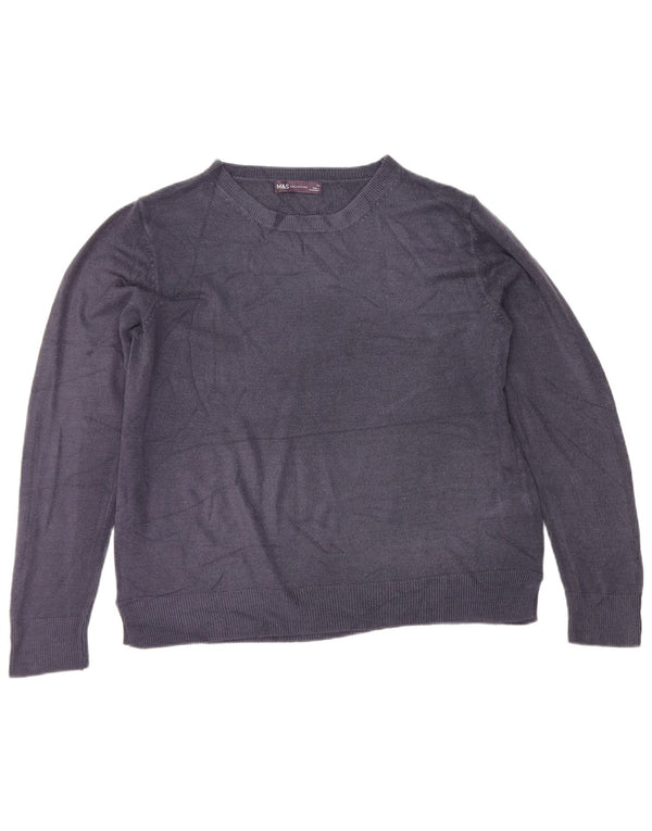 Marks & Spencer Dame Boat Neck Jumper Sweater UK 14 Large Navy Blue