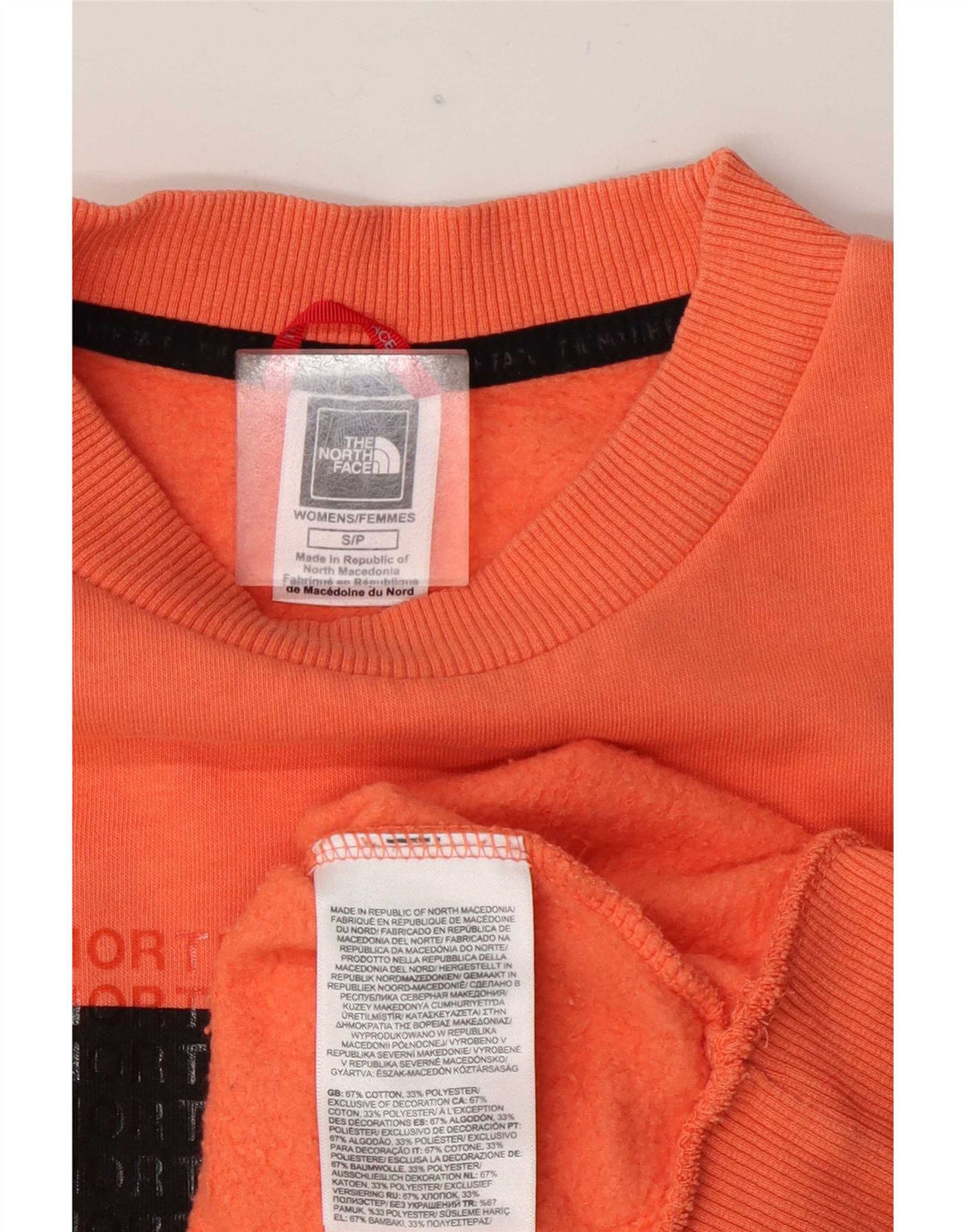 The North Face Dame Grafisk Sweatshirt Jumper UK 10 Small Orange