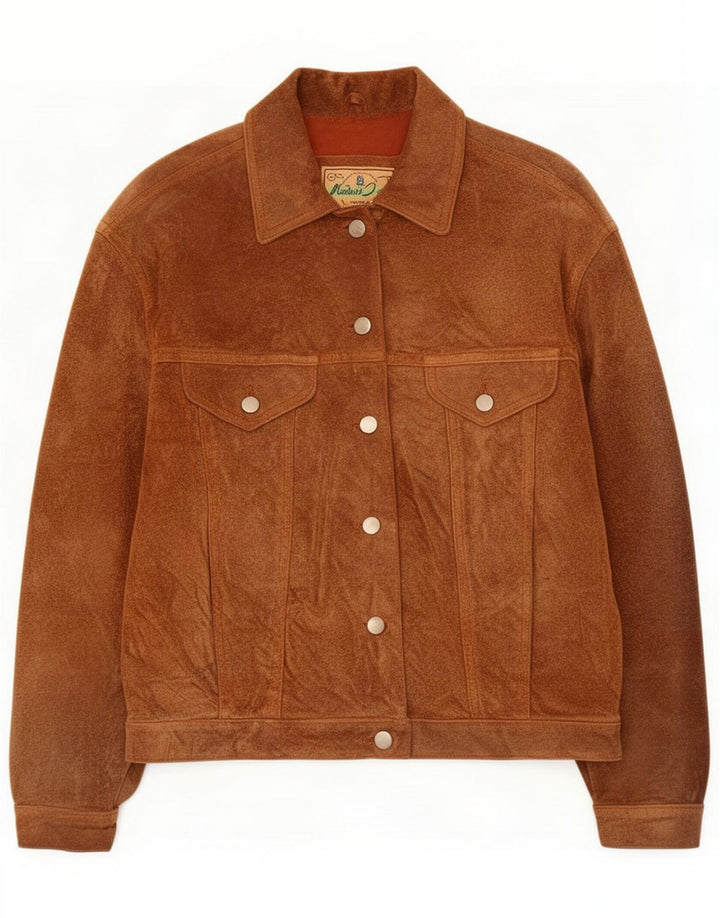 Vintage dame ruskind bomberjakke UK 12 medium brunt læder