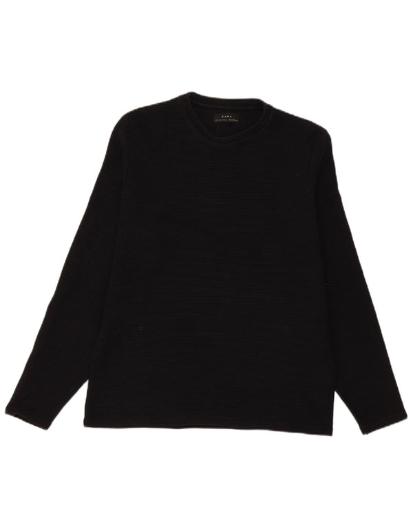 Zara Herre Top Langærmet Medium Sort Stribet