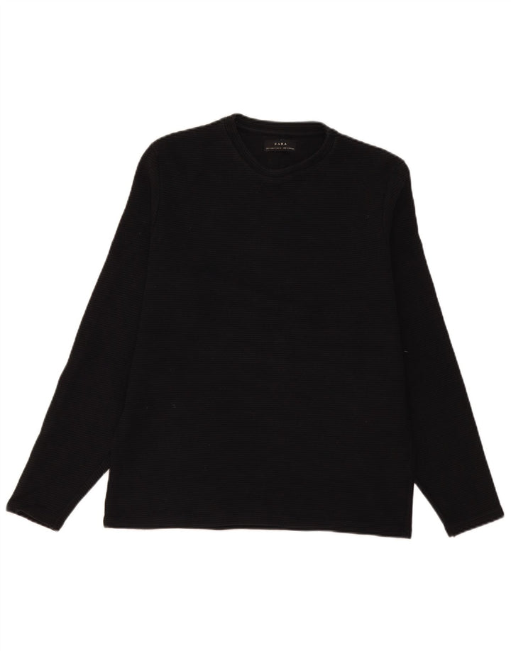 Zara Herre Top Langærmet Medium Sort Stribet