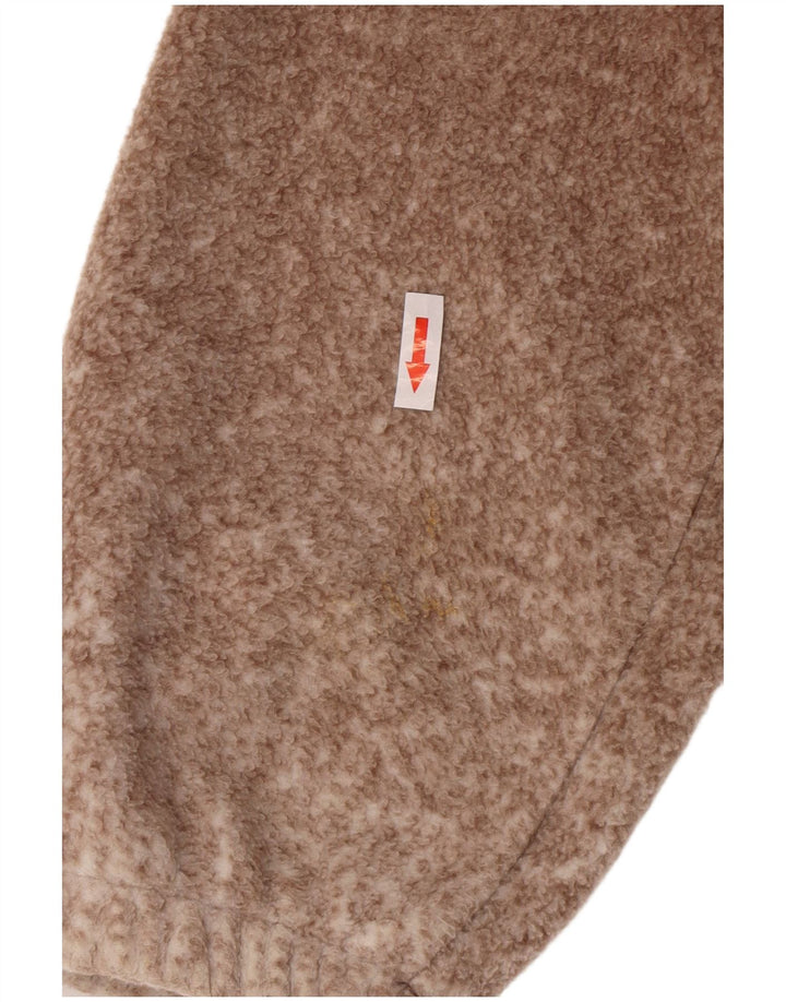 Vintage Herre Wolf Graphic Fleece Jakke UK 38 Medium Brown Flecked