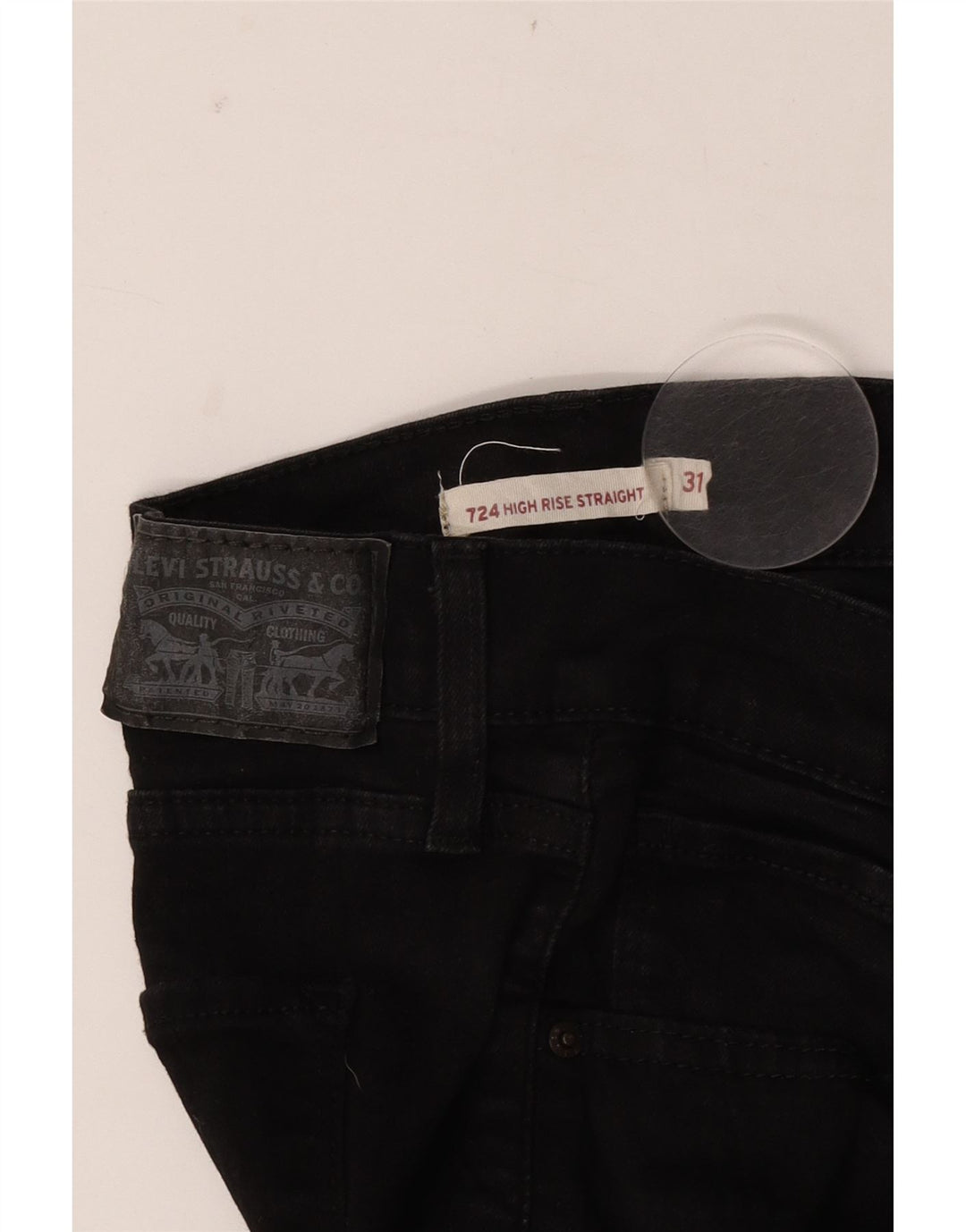 Levi's Womens 724 Højtaljede lige jeans W31 L31 Sort