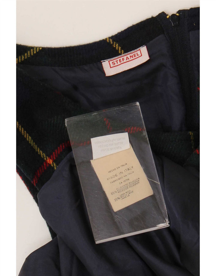 Stefanel Dame Ærmeløs A-Line Kjole UK 12 Medium Navy Blue Check