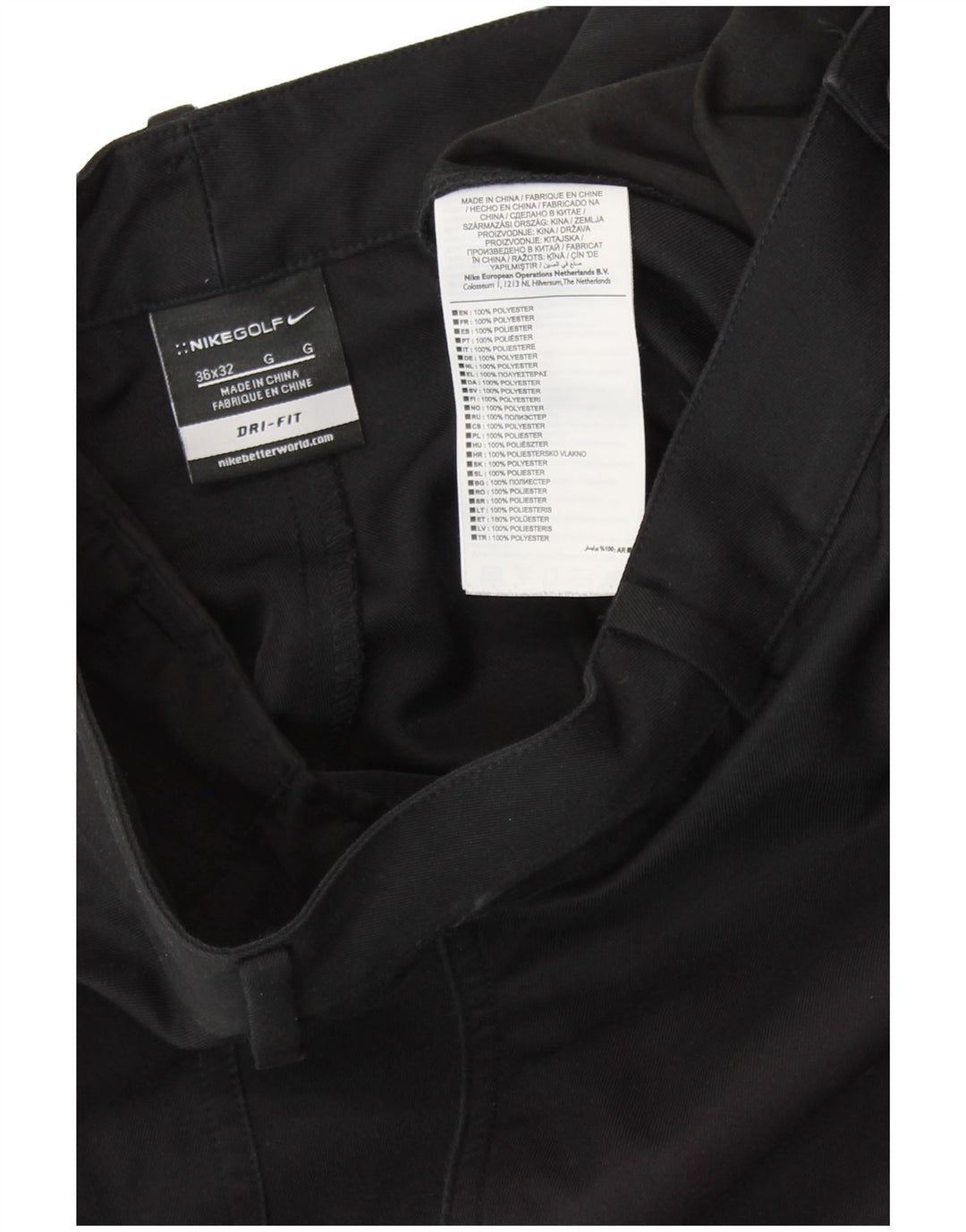 NIKE Dri Fit lige chinobukser til mænd W36 L32 sort polyester