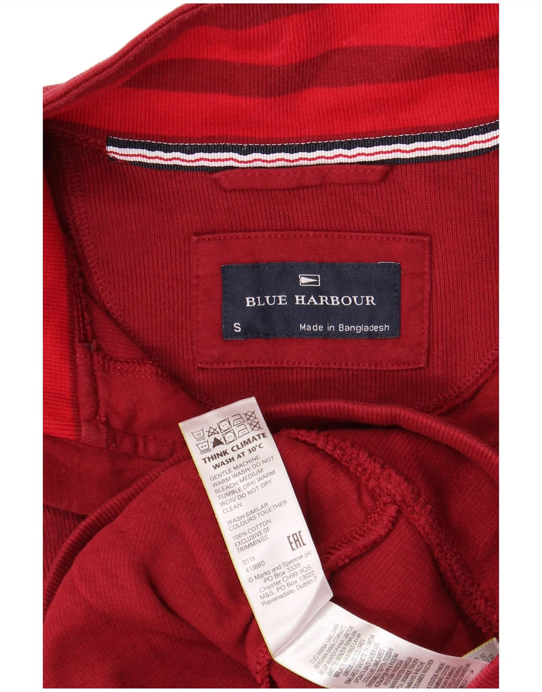 BLUE HARBOR Herre Zip Neck Sweatshirt Jumper lille rød bomuld