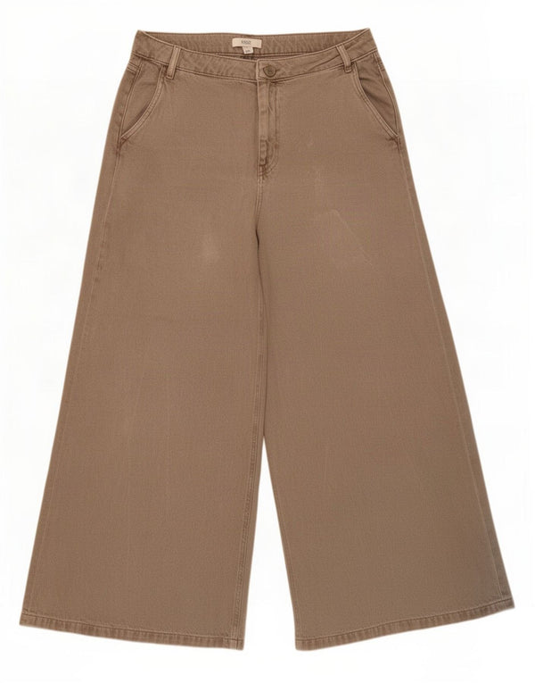 Marks & Spencer Kvinder Højtaljede Brede Ben Jeans UK 16 Large W34 L30 Beige