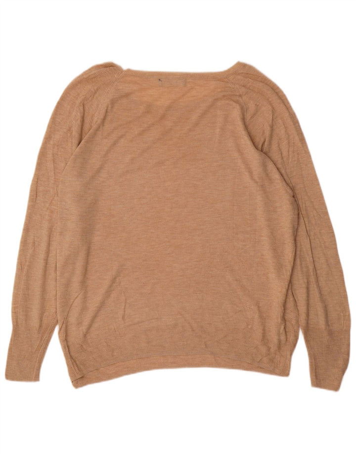 Zara Dame Oversized Boat Neck Jumper Sweater UK 14 Medium Beige