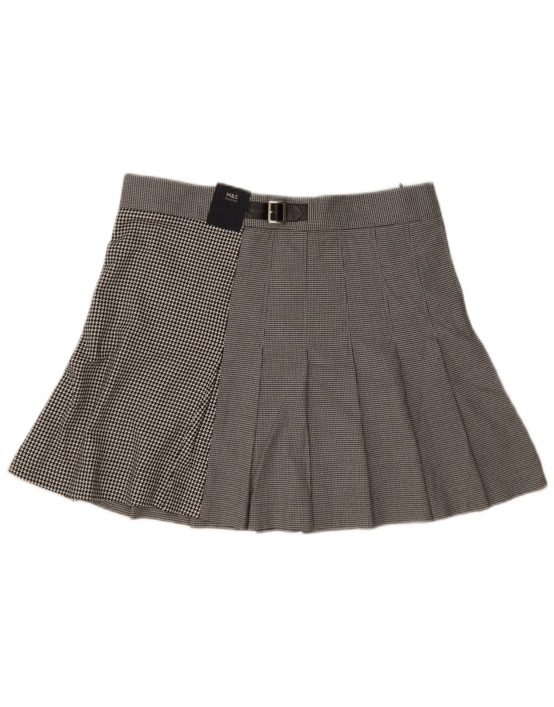 Marks & Spencer plisseret nederdel til kvinder UK 16 Large W34 Black Houndstooth