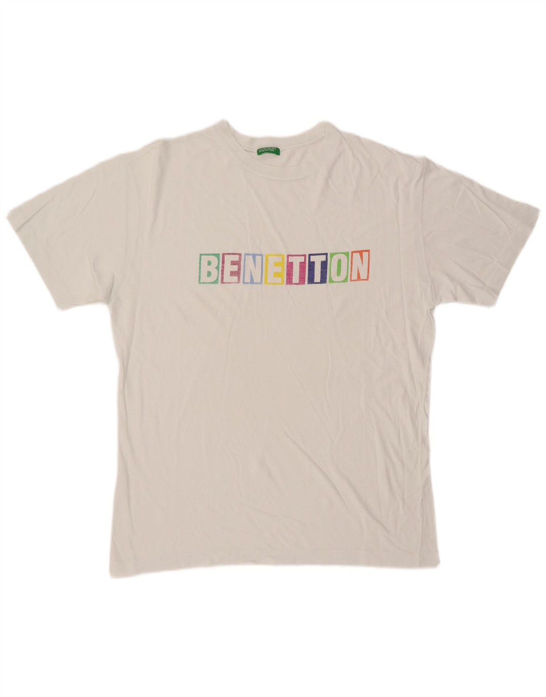 Benetton Herre grafisk T-shirt Top Medium White