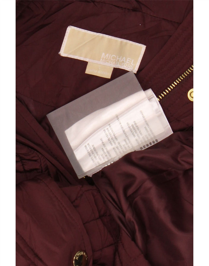Michael Kors Dame Quiltet Jakke UK 16 Large Bourgogne Polyester
