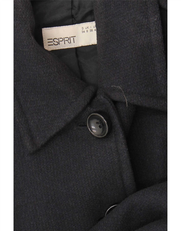 Esprit Dame Overfrakke UK 8 Small Navy Blue Cotton