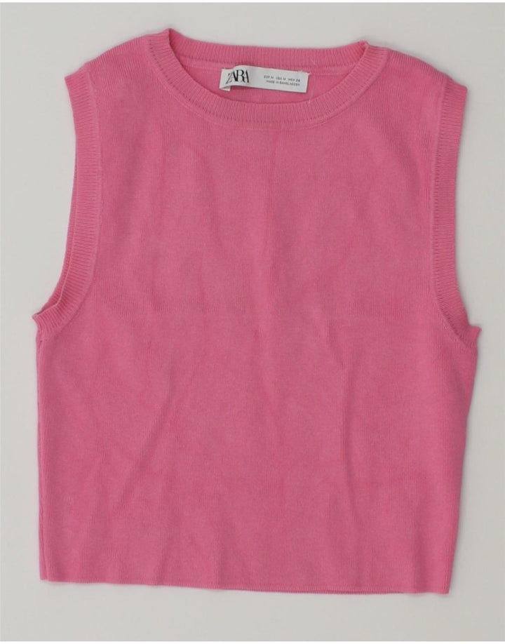 ZARA Womens Crop Vest Tank Top UK 12 Medium Pink Viscose Vintage Zara and Second-Hand Zara from Messina Hembry 