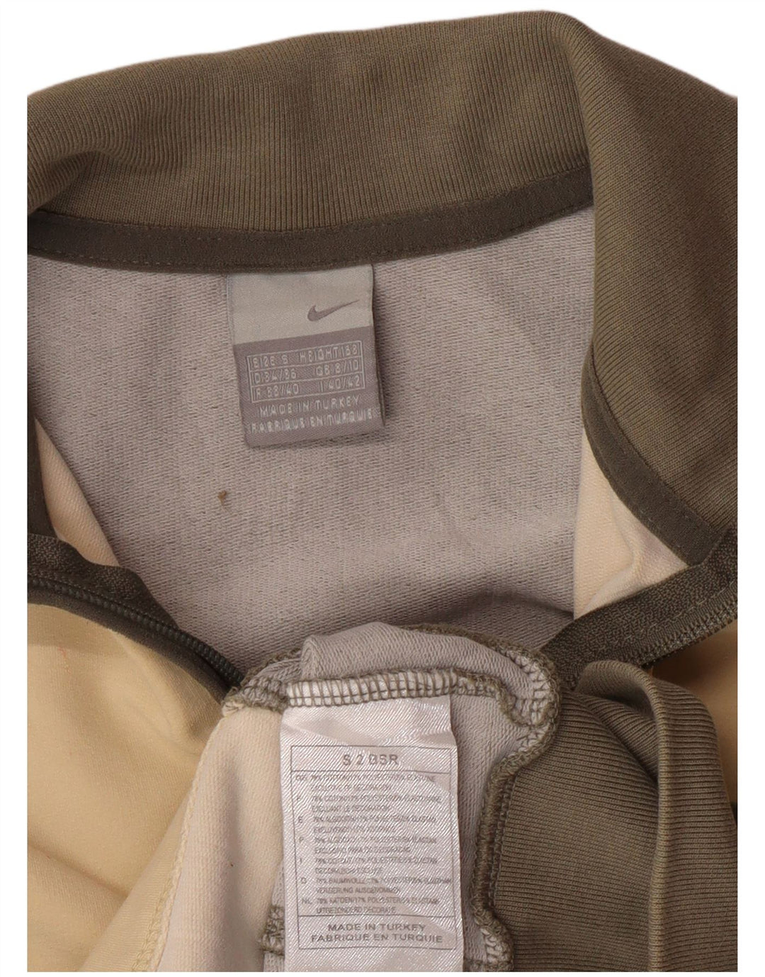 NIKE Womens Crop træningsdragt topjakke UK 8/10 Small Beige Colourblock