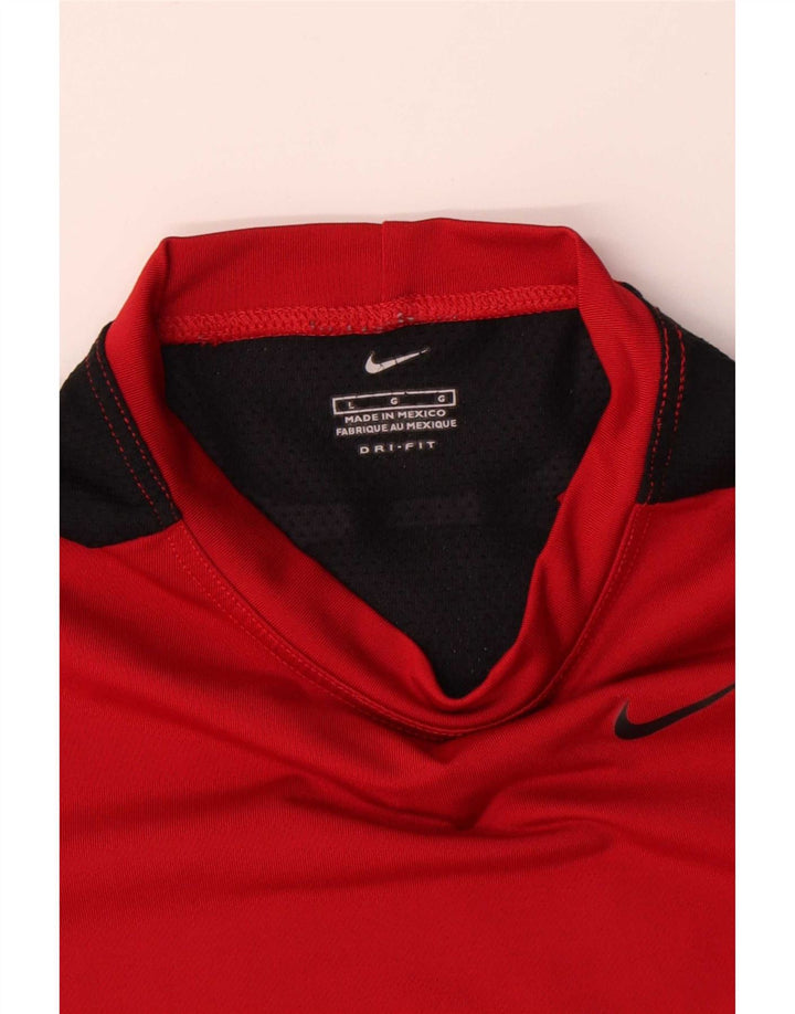 Nike Herre Dri Fit T-Shirt Top Stor Rød Colourblock Polyester