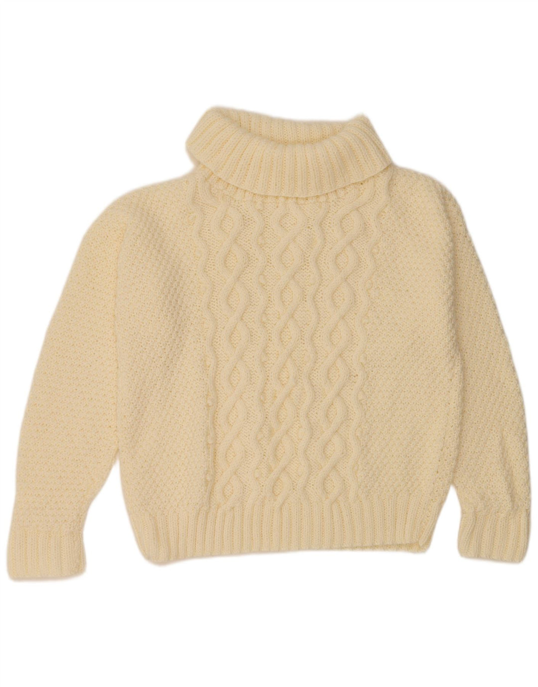 VINTAGE Dame Oversized trøjetrøje med rullehals UK 18 XL Off White