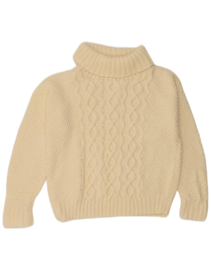 VINTAGE Dame Oversized trøjetrøje med rullehals UK 18 XL Off White