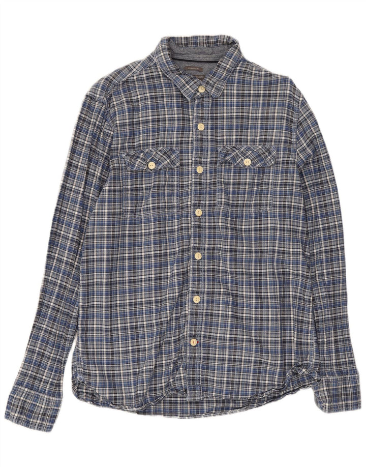 Fat Face Herre Ternet Klassisk Fit Flanellskjorte Medium Blå Ternet Bomuld